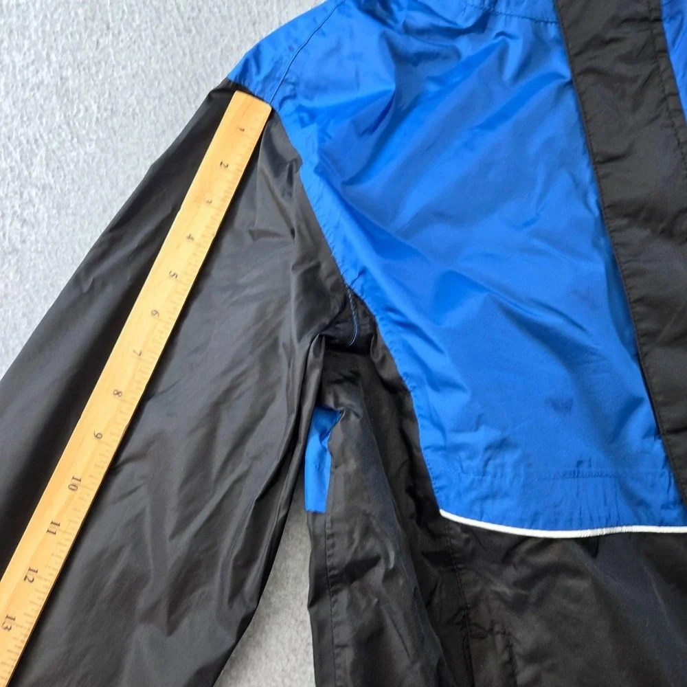 Domino's Jacket Mens S Blue Windbreaker Hooded Lined Pockets Reflective